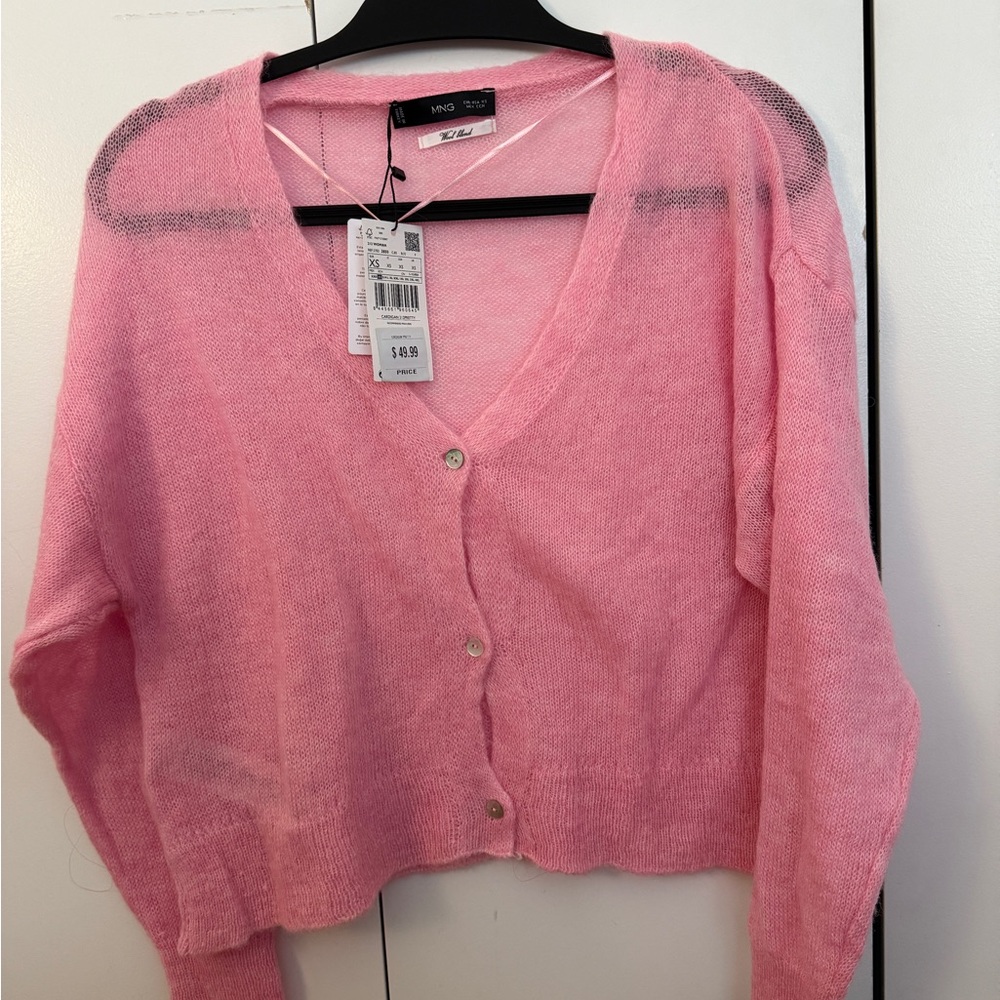 Mango Pink Knit Cardigan Sweater (NWT)